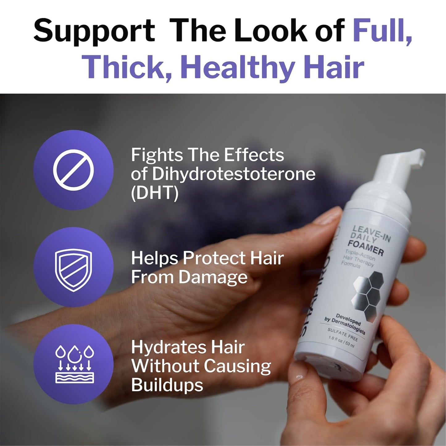 Shapiro MD Hair Growth Experts Leave-In Daily Foam, DHT Fighting Vegan Formula for Thinning Hair Developed by Dermatologists, Experience Healthier, Fuller & Thicker Looking Hair - 4 Month Supply