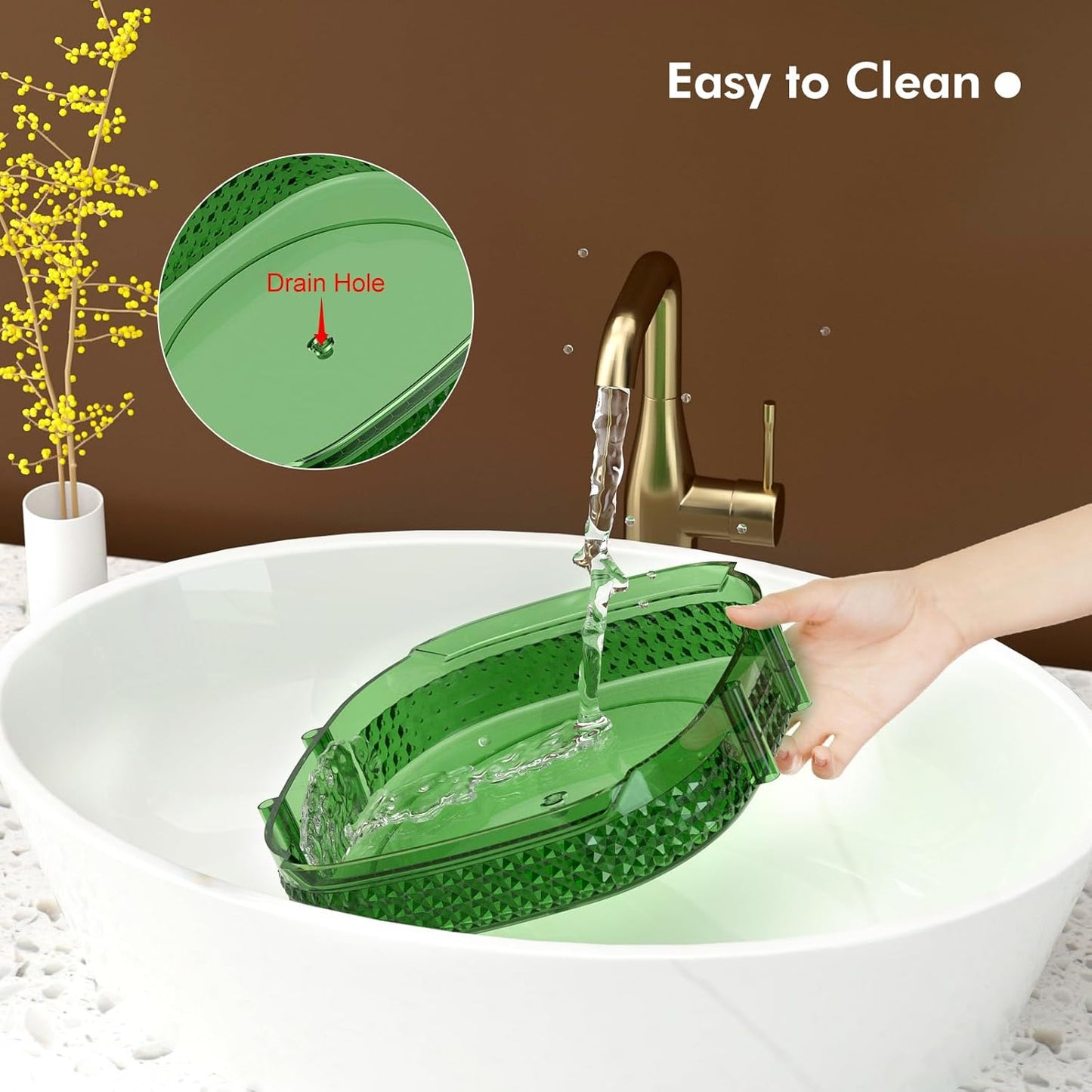 Awenia Rotating Makeup Organizer 360, Stackable Adjustable Large Capacity Cosmetic Storage Unit,Dresser Bathroom Kitchen Countertop Organizer with Metal Handle, Plus Size (Gem Green, 1 Tier)