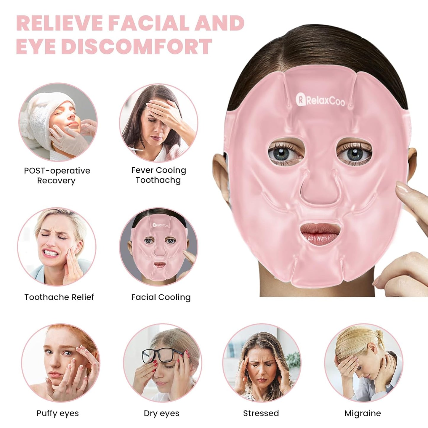 Cold Face Eye Mask Ice Pack Reduce Face Puff,Dark Circles,Gel Hot Cold Compress,Face SPA for Woman Sleeping, Pressure, Headaches, Skin Care, 2 Pack, Pink