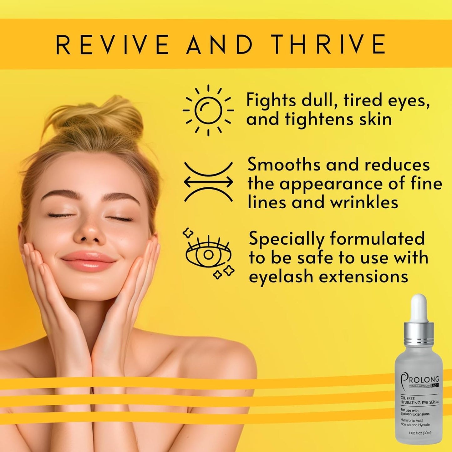 Hyaluronic Acid Eye Serum - Safe for Eyelash Extensions - Reduces Wrinkles and Fine Lines - Depuffs, Lifts, and Firms - Includes Niacinimide - Natural Collagen - B Vitamins - And More