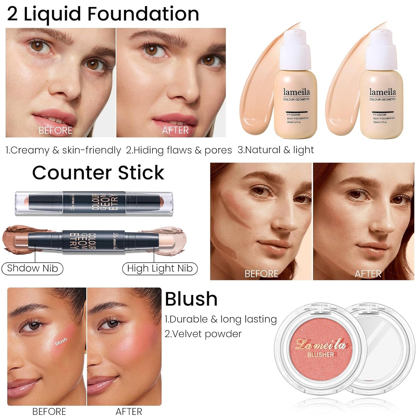 Makeup Kit for Girls Teens, Travel Makeup Kit, Facial Makeup Full Kit, Makeup Present Set for Beginners & Professionals, Cosmetic Bag Include Pigmented Blendable Eyeshadow Palette, concealer