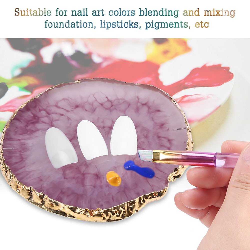 Nail Art Palette, Natural Resin Stone Nail Art Palette for Painting Placing Things Making Nail(Rose red)