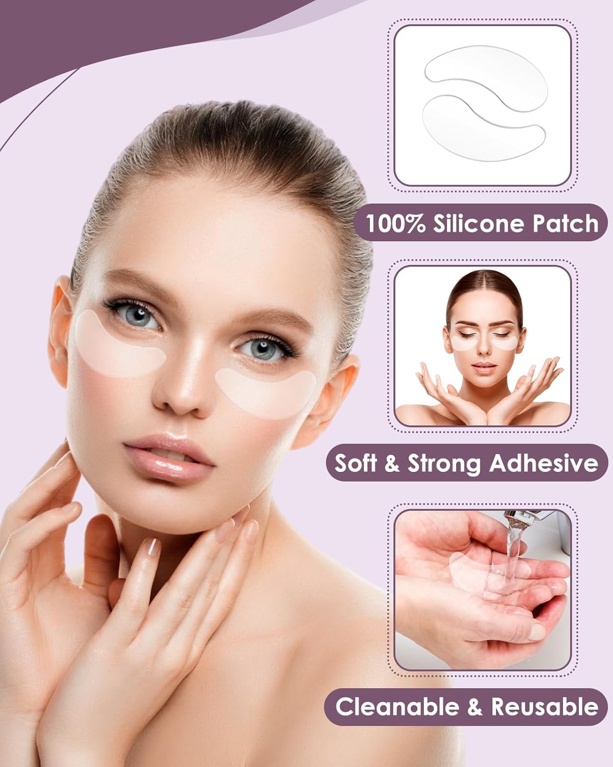 Reusable Anti-Wrinkle Patches, Reusable Silicone Patches Set Eye Patches Wrinkle Patches, Forehead Wrinkle Patches