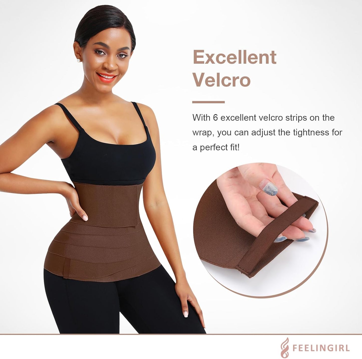 FeelinGirl Waist Trainer for Women Trimmer Belt Waist Cincher Tummy Wrap Plus Size Snatch Me Up Bandage Body Shaper