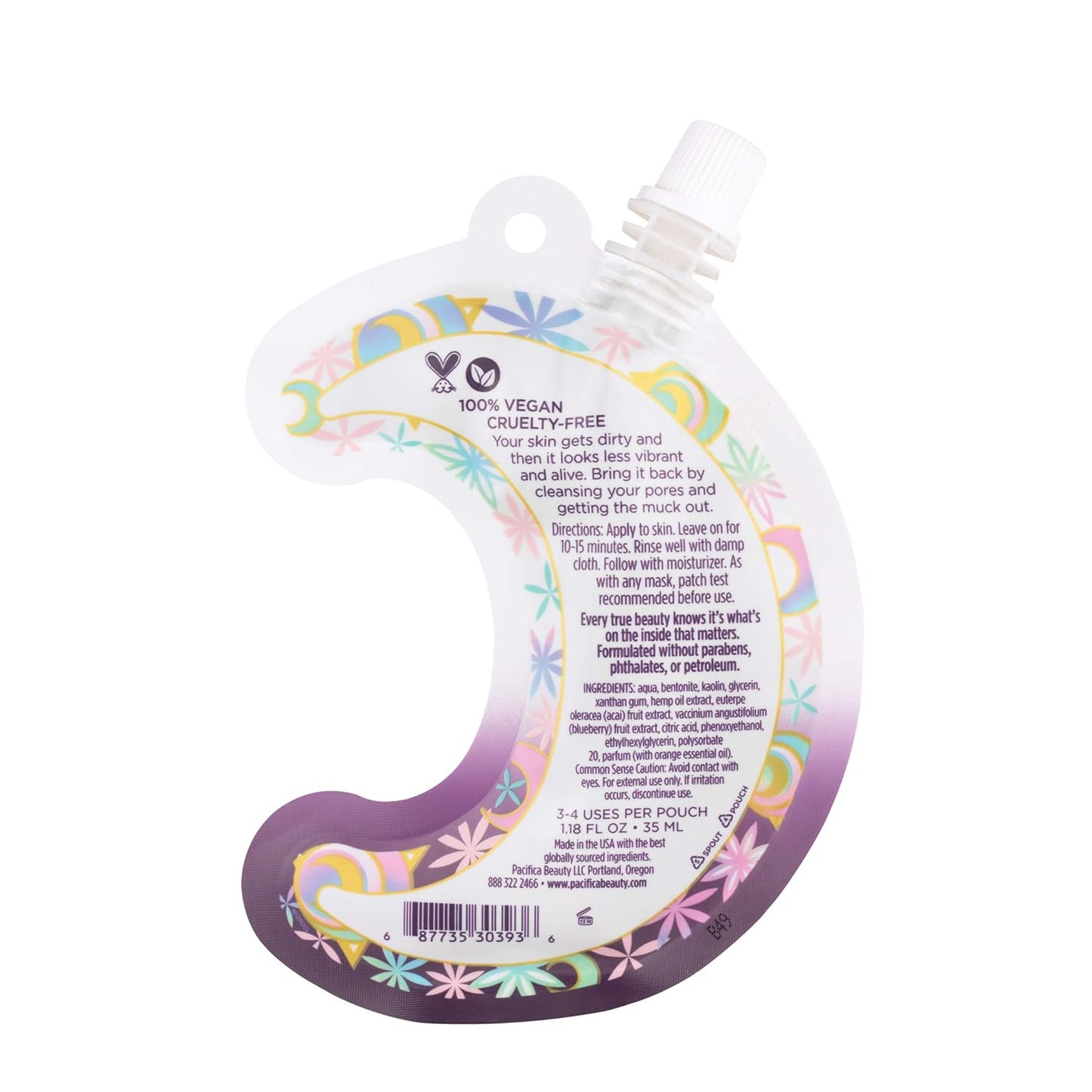 Pacifica Cosmic Clay Face Mask, Deep Cleansing Pore-Minimizer Clay Mask for Blemishes & Oily Skin, Skin-Balancing Detox Facial with Hemp, Acai & Orange Oil, Clean Beauty Vegan, 1.18 oz