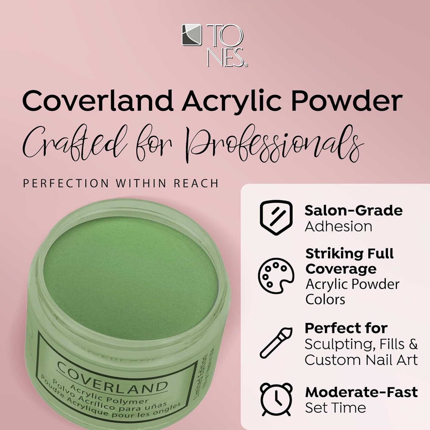 Tones Coverland Acrylic Powder | Pine Tree | 1.5 Oz | Limited Edition for Nail Design | Sculpting | Masking Bed Imperfections | Professional Supplies