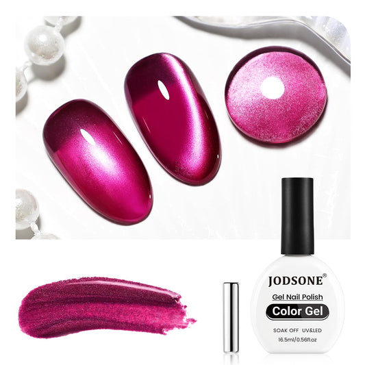 JODSONE 16.5ml Cat Eye Gel Nail Polish Glitter Claret Magnetic Reflective Translucent Need U V Curing at Home DIY Design