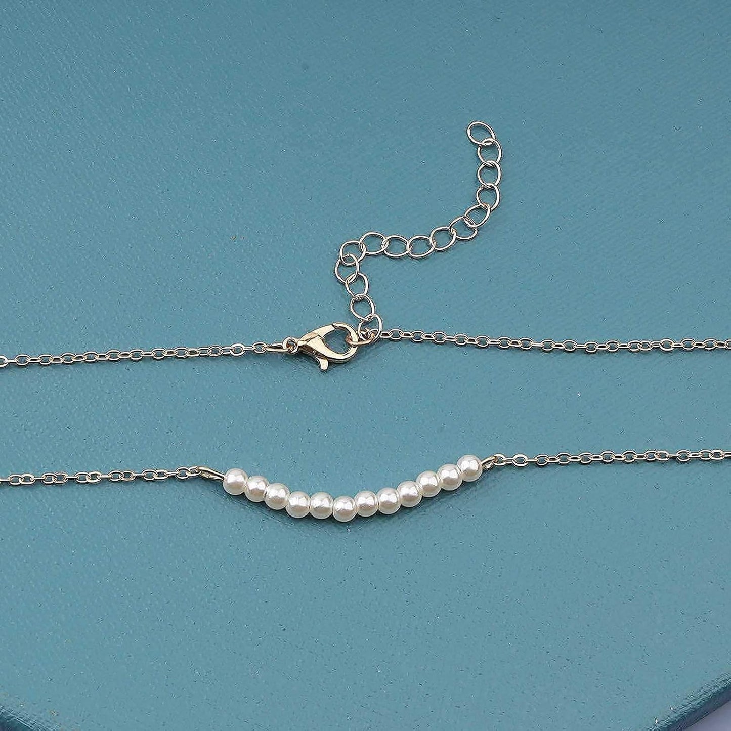 Boho Pearl Pendant Necklace Gold Pearl Bar Choker Necklace Bridal Pearl Chain Necklace Wedding Necklace Jewelry for Women and Teen Girls