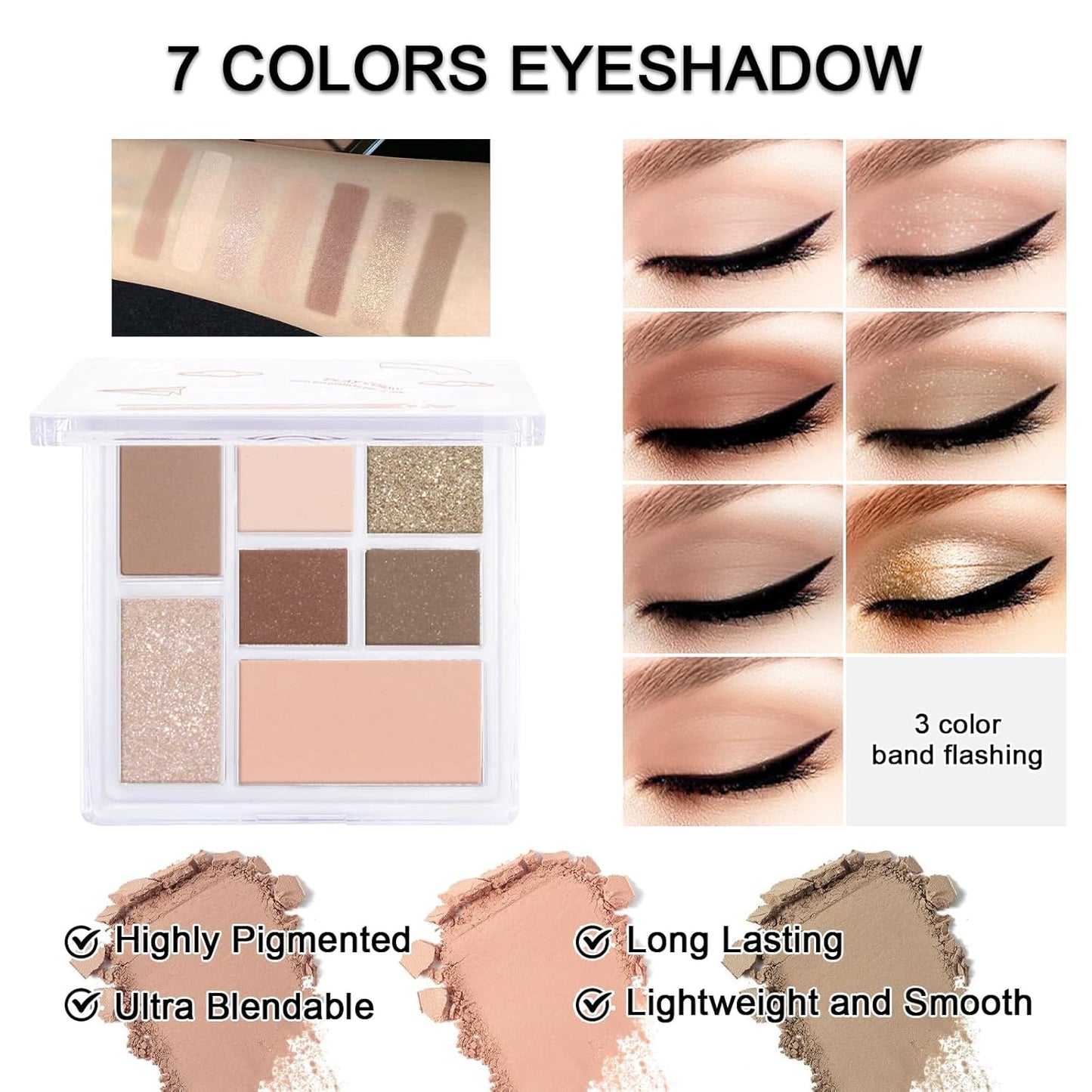 Makeup Kit for Teens Girls, Makeup Present Set for Women, Makeup Full Kit for Beginners, Mini Makeup Bundle Include 7 Nude colors Matte & Shimmer Pigmented Eyeshadow Palette, Eyebrow Powder