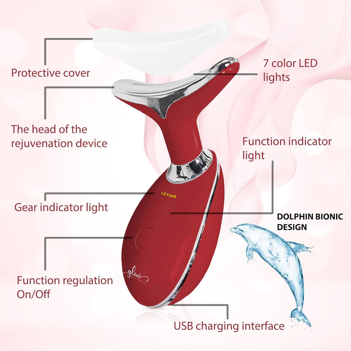 Red-Light-Therapy-for-Face and Neck with 7 Color, Facial Massager for Face and Neck