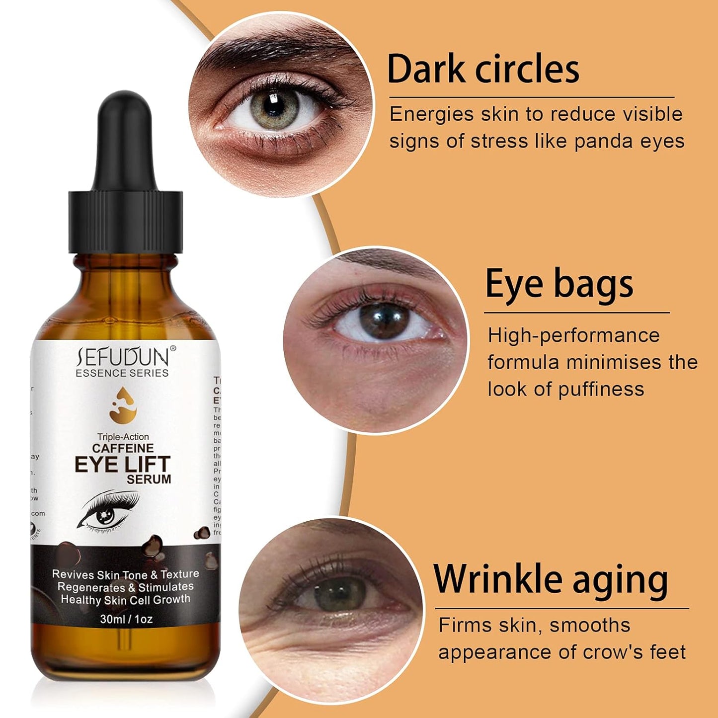 Caffeine Eye Serum with EGCG, Collagen - Anti Aging Eye Treatment Serums for Women & Men - Reduces Puffiness, Dark Circles, Under Eye Bags, Wrinkles and Fine Lines Around The Eyes (1 oz / 30 ml)