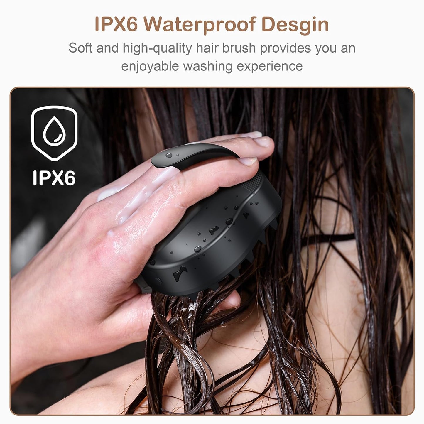 Electric Scalp Massager Hair Growth Brush with Soft Silicone Bristles,Head Scalp Massager for Relax,3-Level Vibration,IPX6 Waterproof for Hair Growth & Dandruff Removal Mothers Day Gifts(Black)