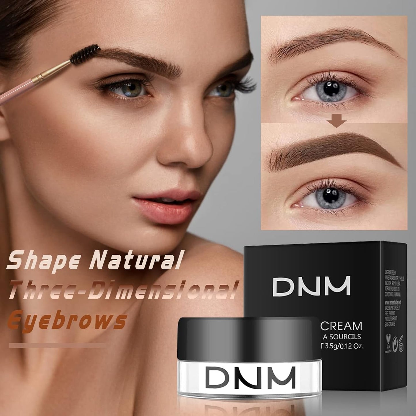 2Pcs Brow Pomade Set with Dual-ended Eyebrow Brush, High pigment Water proof Natural finish Eyebrow Makeup Set with Eyebrow Brush for Women and Girls（02#）