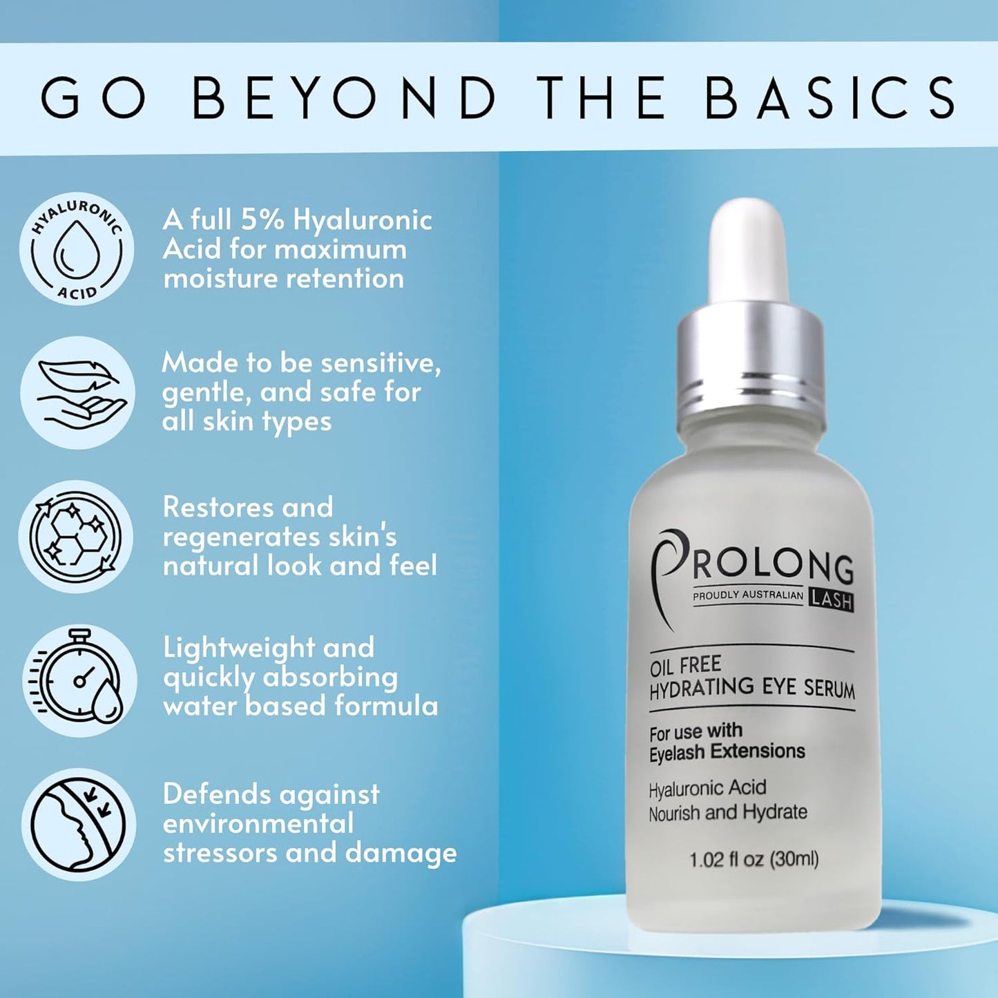 Hyaluronic Acid Eye Serum - Safe for Eyelash Extensions - Reduces Wrinkles and Fine Lines - Depuffs, Lifts, and Firms - Includes Niacinimide - Natural Collagen - B Vitamins - And More