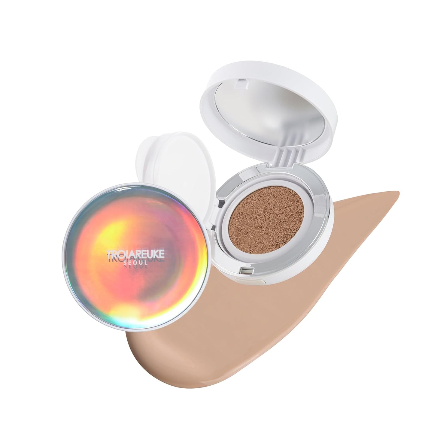 TROIAREUKE Seoul "Bridal" Cushion Foundation(#21, Pink Beige), Korean Cushion Foundation, K-Beauty, Hydrating, Long-lasting, Lightweight, Natural Finish, Anti-Aging, Moisture, Whitening, SPF 50+