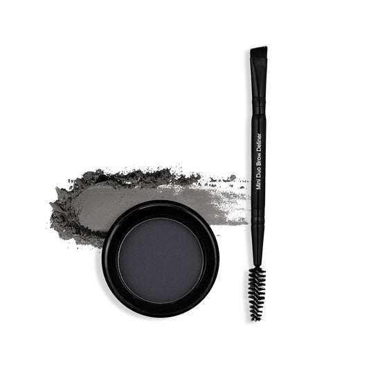 bdb Eyebrow Powder & Definer Brush - Long-Lasting, Fuller & Fluffier Brows, Spoolie for Precision, Soft & Natural, Raven Black