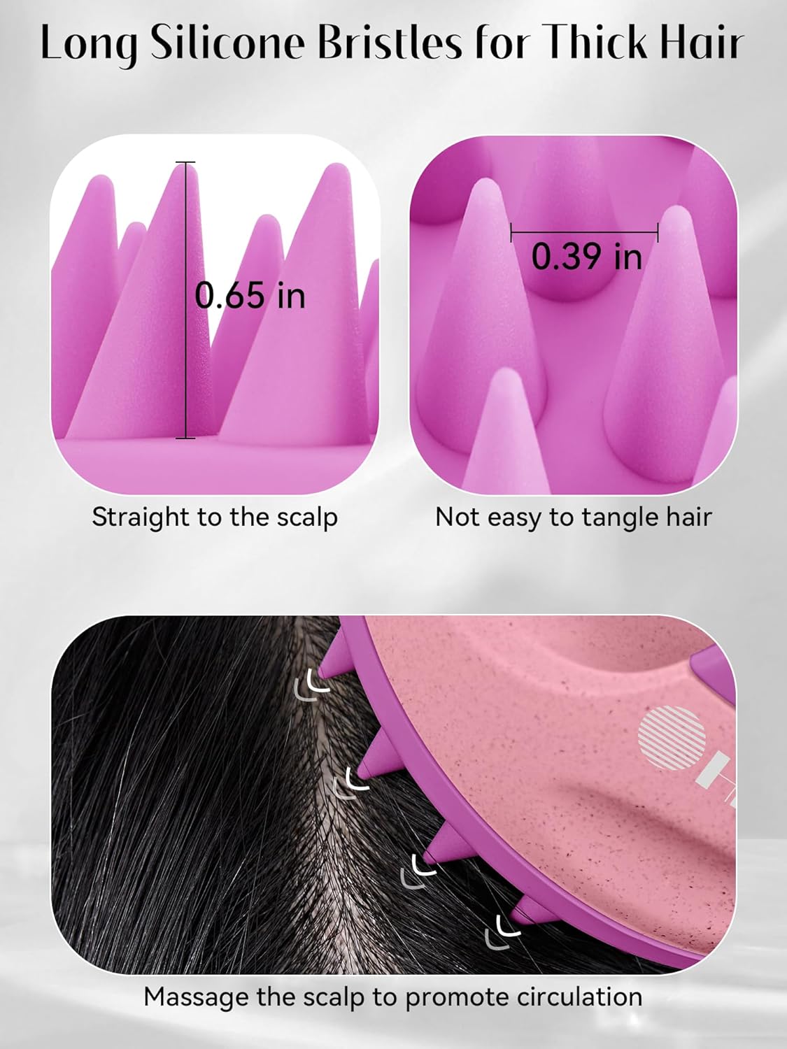 HEETA Scalp Massager with Soft Silicone Bristles for Hair Growth, Dandruff Removal, and Relaxation - Shampoo Brush for Wet or Dry Hair (Coral Pink & Orange)