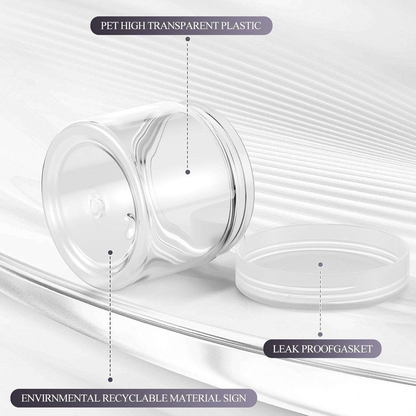 SATINIOR 36 Pieces 4 oz Plastic Jars with Lids Wide Mouth Airtight Reusable Container Acrylic Cosmetic Small Jars for Lotions Ointments Travel Toiletries Creams Make up Storage(Clear)