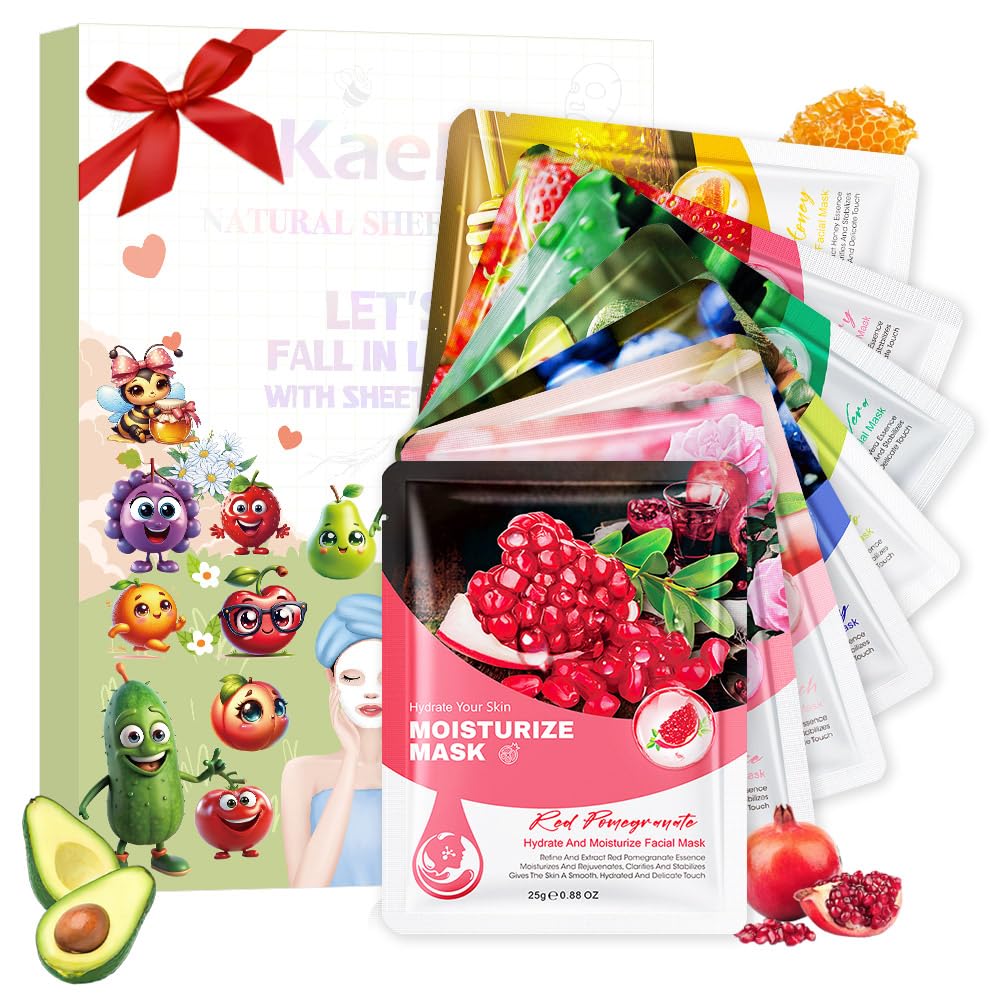 8 Pack Face Sheet Mask Skincare,Hydrating Face Mask For Sensitive Skin,Moisturize,Soothing,Nourish for All Skin Types,Natural Spa Party Facial Mask Skincare Set for Women Men Girls