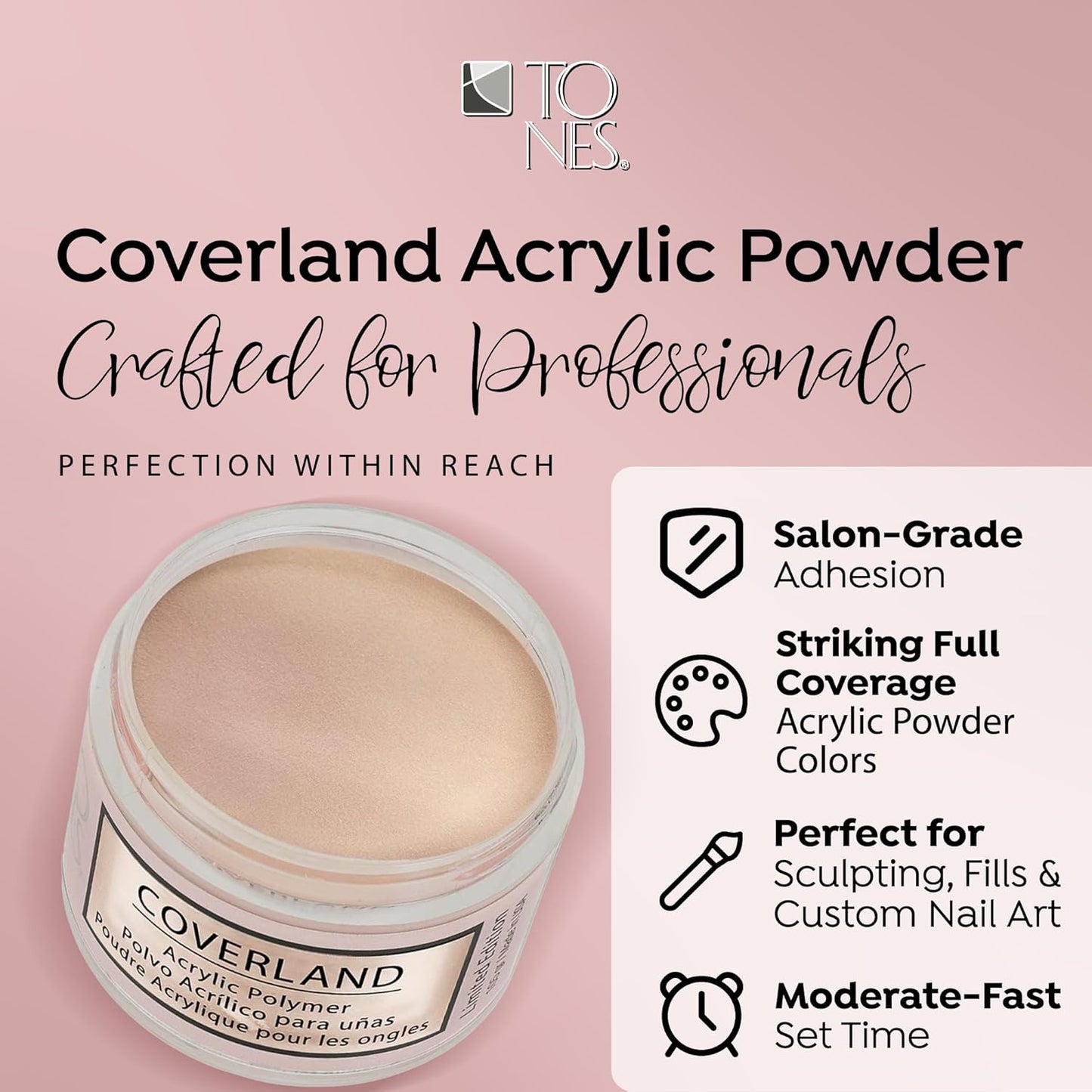 TONES Coverland Acrylic Powder | New Nue | 3.5Oz | Limited Edition | Professional Nail Enhancement | Strong - Long Lasting Formula | Bubble Free Finish