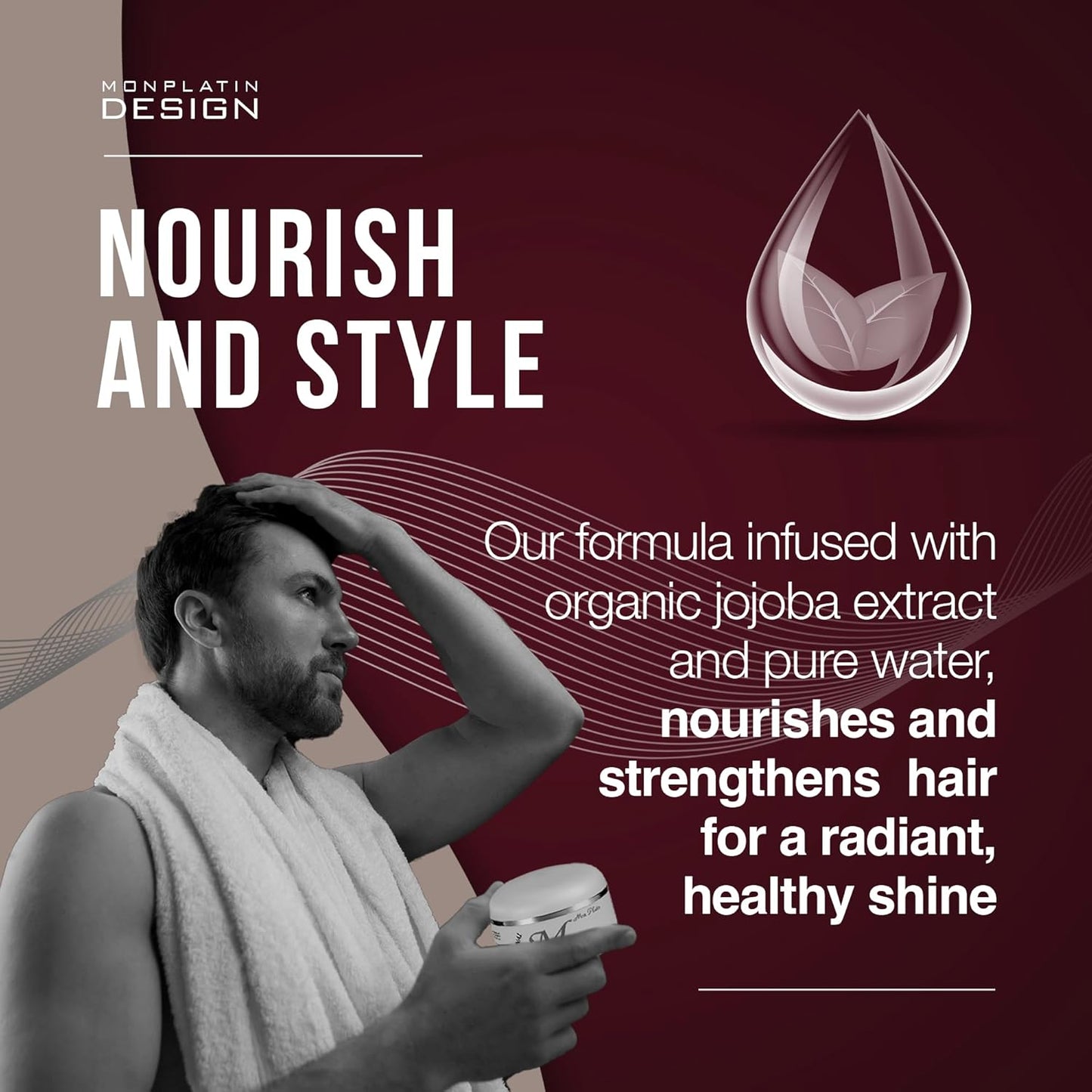 Mon Platin Professional Hair Wax - 150 ml Moisturizing Grooming Wax for Men's Wet and Shiny Look Styling with Jojoba Oil Essence and Pure Water for Scalp Enrichment