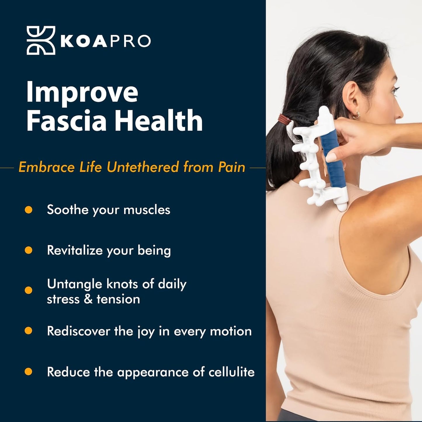 KOAPRO Fascia Massage Tool Blaster for Cellulite, Muscle Knots, Trigger Points - All-in-One Full Body Myofascial Release Tool, Facia Blaster, Targeted Tension Relief, Effective Back and Neck Massager
