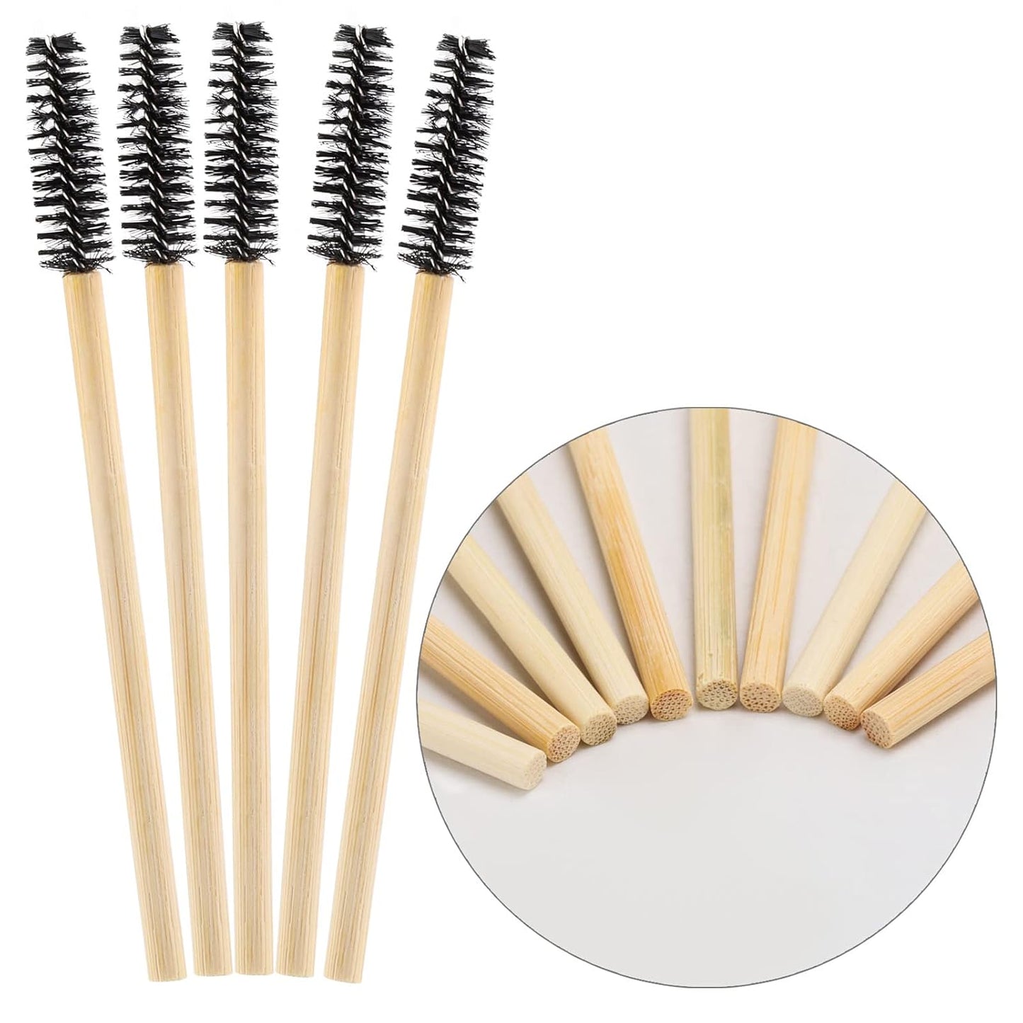 Tbestmax 150 Disposable Mascara Wands Eyelash Brush Spoolies for Eye Lash Extension Eyebrow Bamboo Stick Black