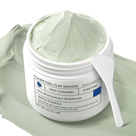 Clay Mask for Face Sensitive Skin: Triple Mud Formula, Deep Pore Cleansing, Hydrating, Oil Balancing, Smoothing, Pore Refining – 3.88 Oz