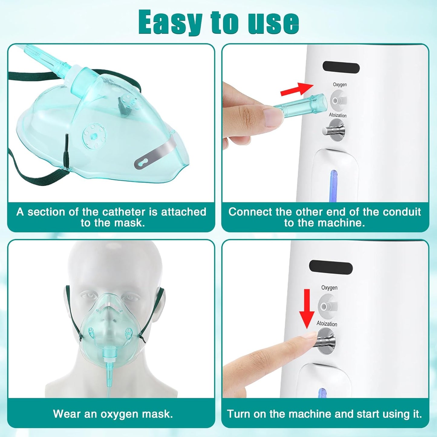 Geiserailie 2PCS XL Oxygen Mask with 6.6 Ft Tubing and Adjustable Elastic Strap, Adult Oxygen Mask with Tubing, Breathing Masks for Face Adult