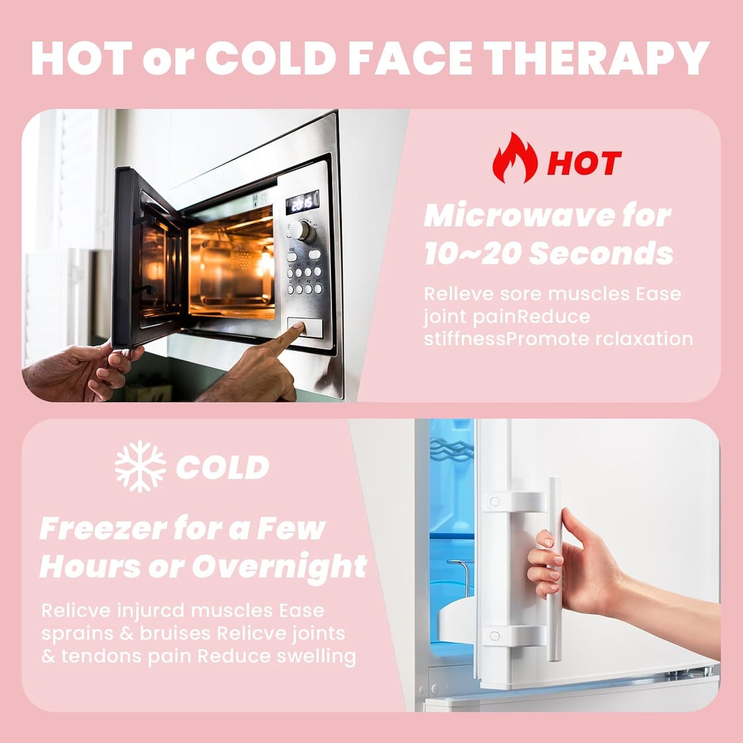 Cold Face Eye Mask Ice Pack Reduce Face Puff,Dark Circles,Gel Hot Cold Compress,Face SPA for Woman Sleeping, Pressure, Headaches, Skin Care, 2 Pack, Pink