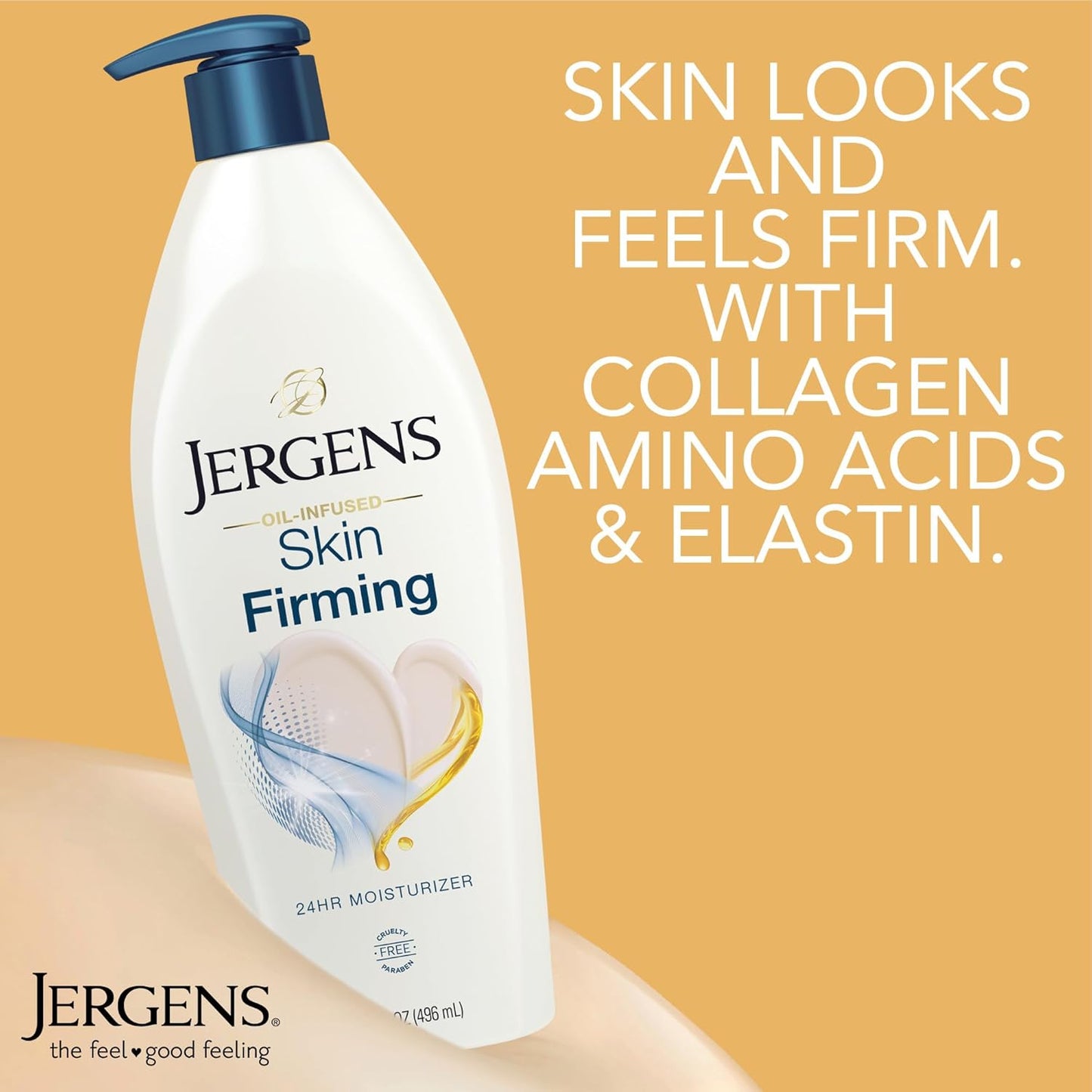 Jergens Skin Firming Body Lotion for Dry to Extra Dry Skin, Skin Tightening Cream with Collagen and Elastin, Dermatologist Tested, Hydralucence Blend Formula, 16.8 Oz