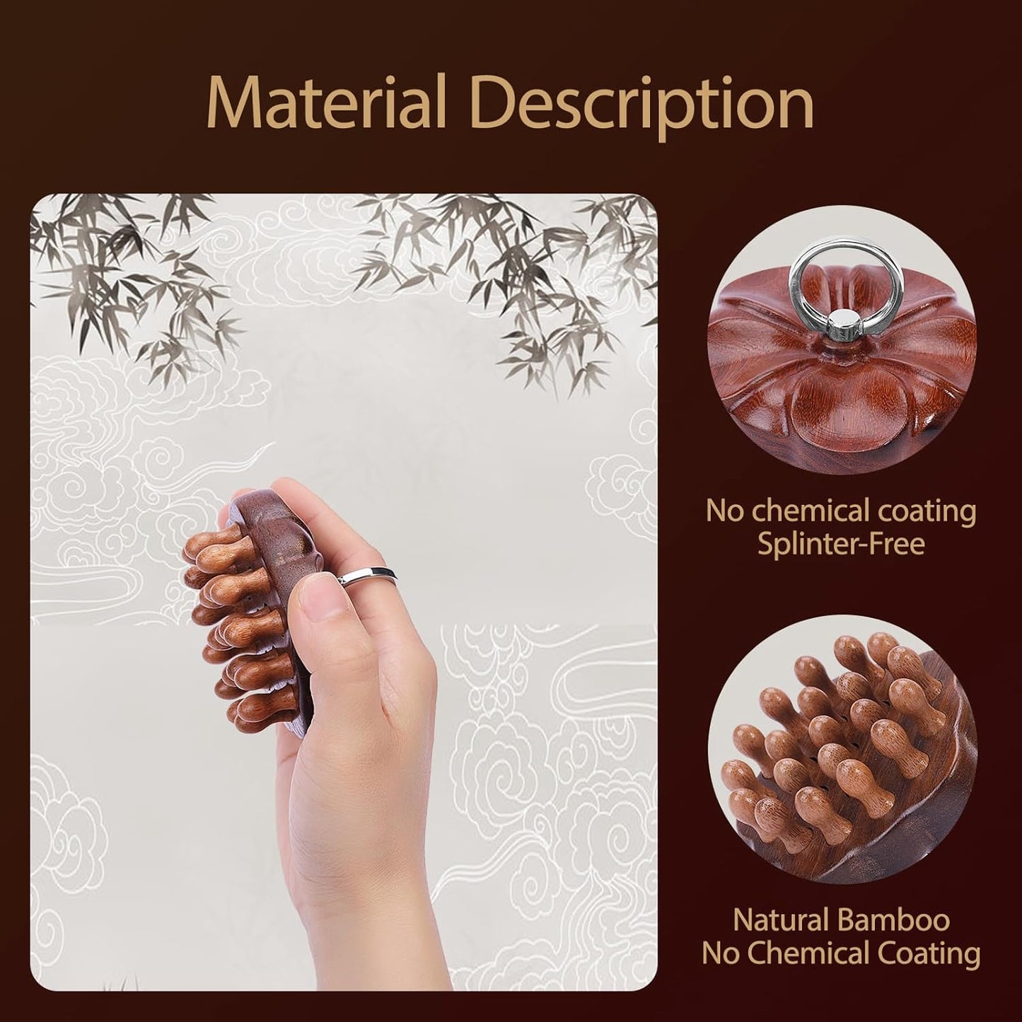 Wooden Scalp Massager for Hair Growth - Wooden Hair Brush & Body Massage Tool with Wide Teeth for Detangling, Stress Relief & Improved Circulation