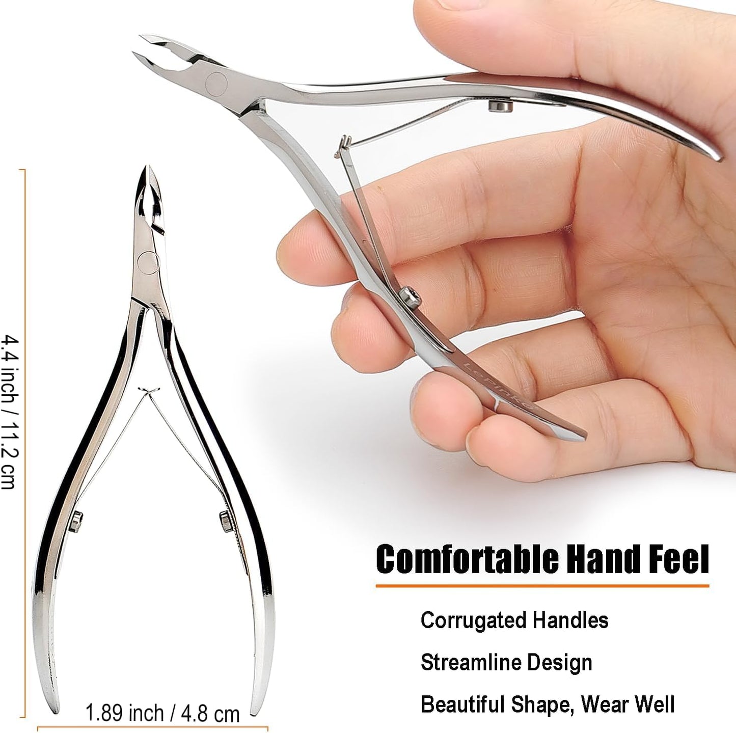LePinko Salon-Quality Cuticle Trimmer with Cuticle Pusher, Super Labor-saving Cuticle Cutter, Sharp Cuticle Clippers for Manicurist, 5mm Jaw, Golden