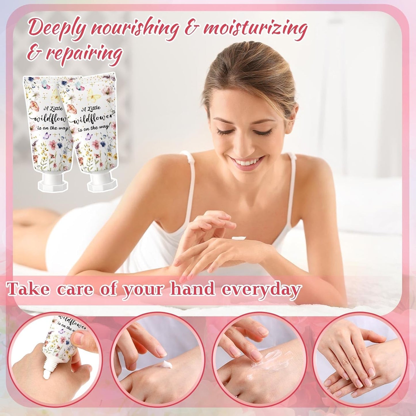 48 Sets Wildflower Baby Shower Hand Cream Gifts Baby Shower Hand Cream Party Favors for Guests Wildflower Gift Bulk Travel Size Lotion Set for Guest