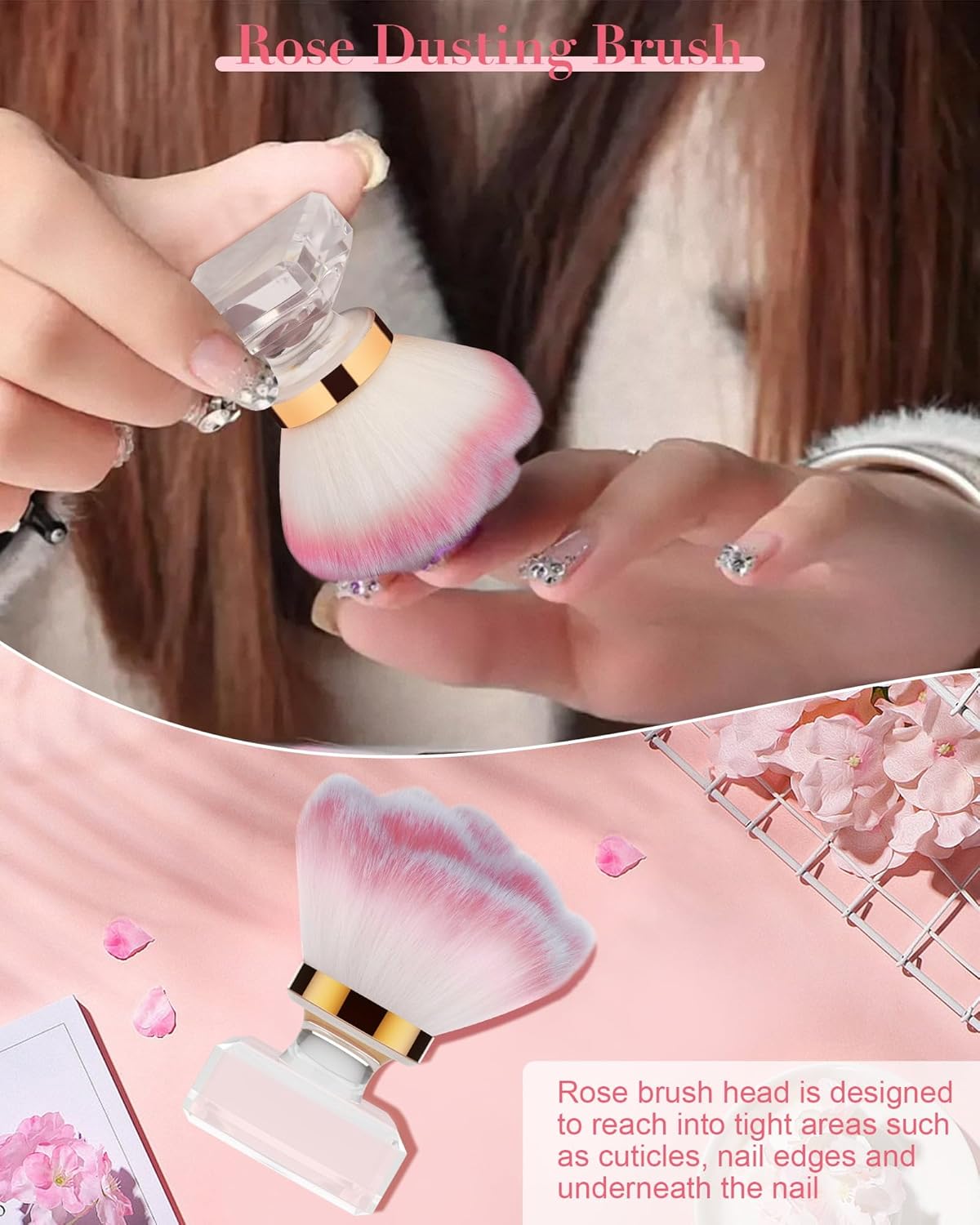 Rolybag Nail Dust Brush Dust Powder Remover Brush Nail Art Dust Cleaner Brush Fluffy Brush for Nail Dust, Makeup Brushes, Dust Brush for Nail Art Tools