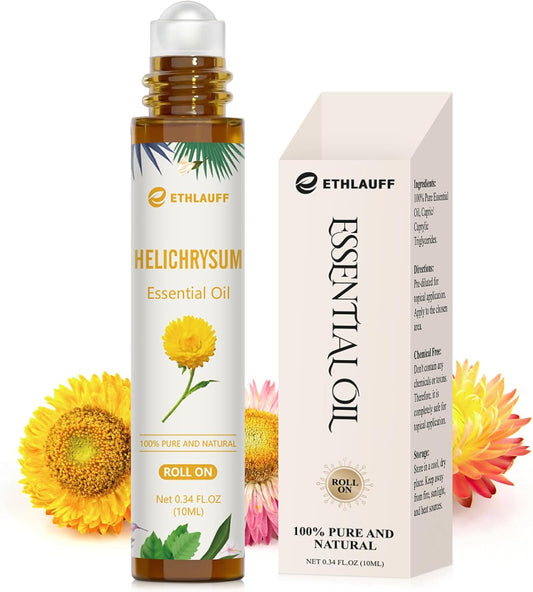 Helichrysum Essential Oil Roll On, 100% Pure Aromatherapy for Skin Vitality & Anti-Aging,Aromatherapy, Skin Care, Happy, Stress Relief