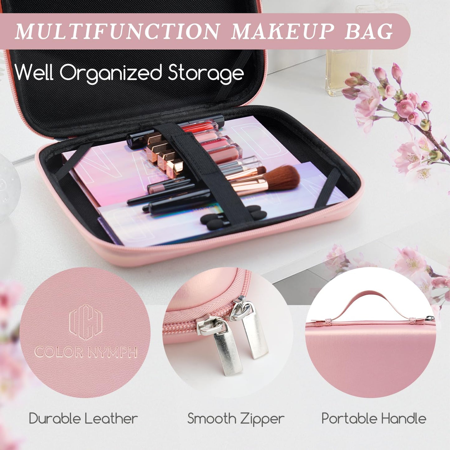 Color Nymph Makeup for Teens with Reusable Pink Handbag, All In One Girls Makeup Sets Makeup Kits for Girls Women with Eyeshadow Blushes Bronzer Highlighter Lipgloss