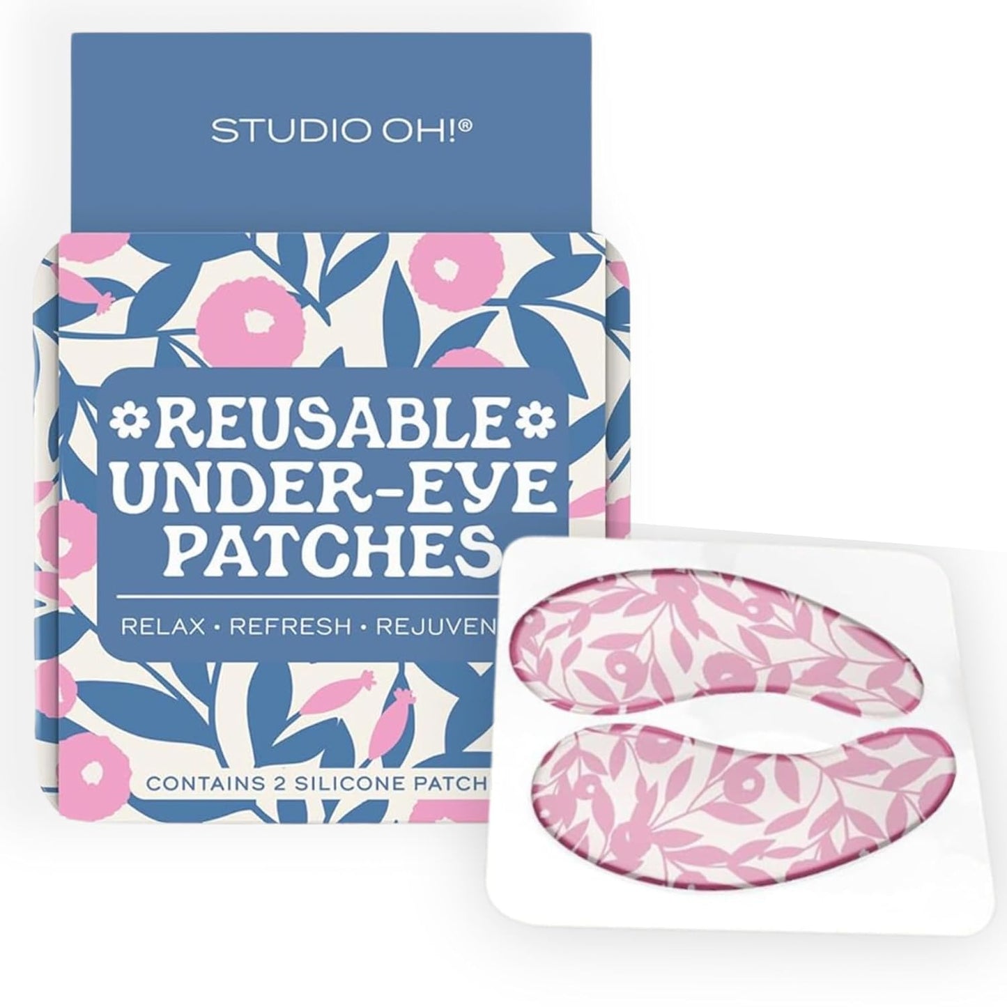 Studio Oh! Reusable Under-Eye Patches, Puffy Eyes Treatment and Under Eye Masks Skincare, 100% Silicone Eye Patches, Pairs with Favorite Serums or Creams, Blushing Dahlias