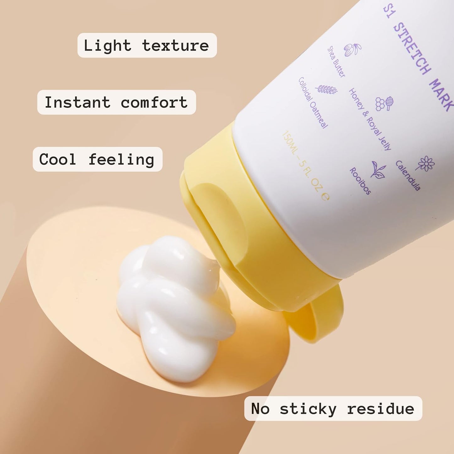 S1 Stretch Mark Cream, 150ml / 5oz, Lightweight Pregnancy Stretch Mark Cream