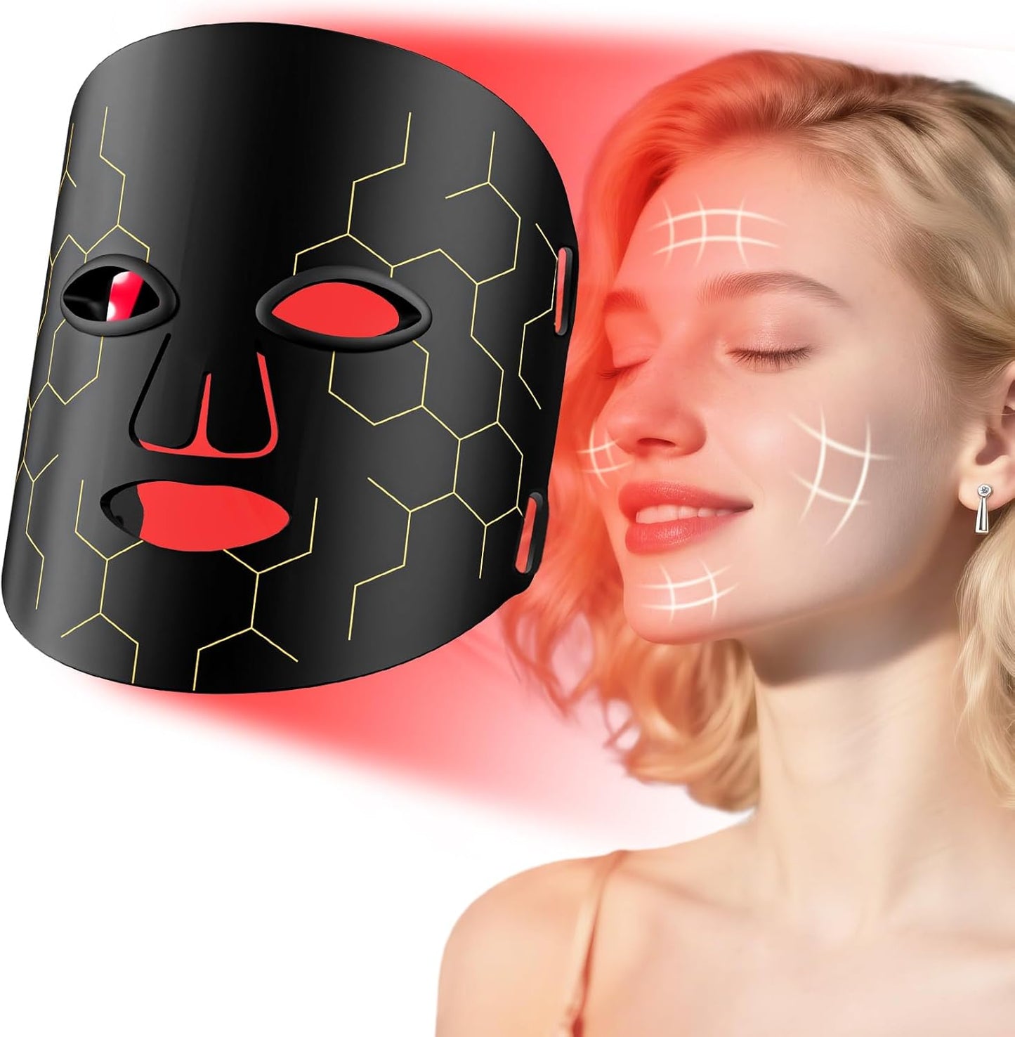 Red Light Therapy for Face, 8 Modes LED Face Mask Light Therapy with 2600mAh Timer Remote, Red Light Therapy Mask at Home, 630nm & 850nm Infrared Light Therapy Mask for Anti-Aging.