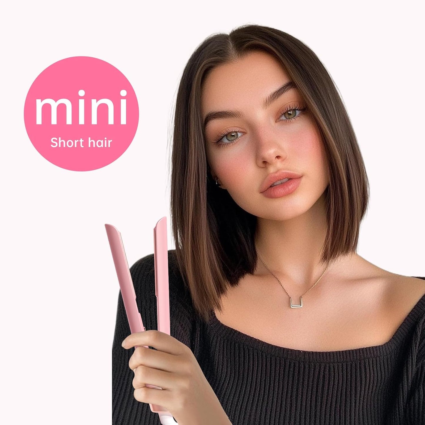 Mini Flat Iron 1 Inch Ceramic Mini Hair Straightener, Small Flat Irons for Short Hair, Curls Bangs, Dual Voltage for Travel,Dual Voltage for Worldwide Use