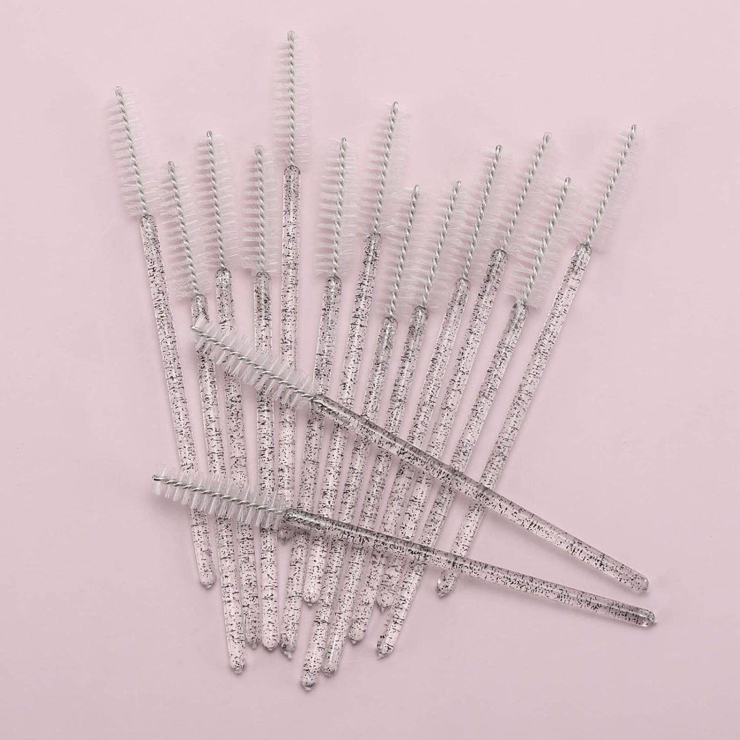 Tbestmax 300 Pcs Disposable Spoolies, Mascara Wand Eyelashes Brushes Applicator for Eyebrow Eye Lash Extension Black Stick White Head