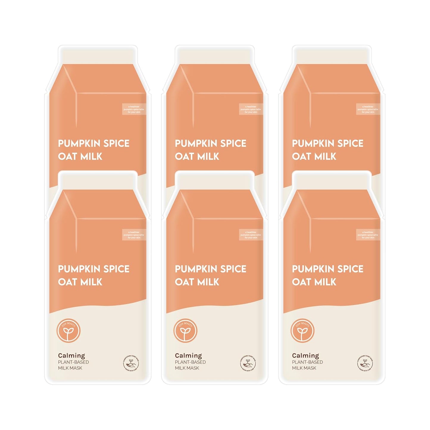 ESW Beauty Pumpkin Spice Oat Milk – Calming Plant-Based Milk Face Mask (6-Pack) – Pumpkin Extract for Dry, Sensitive Skin – Soothes, Reduces Oil & Fights Breakouts