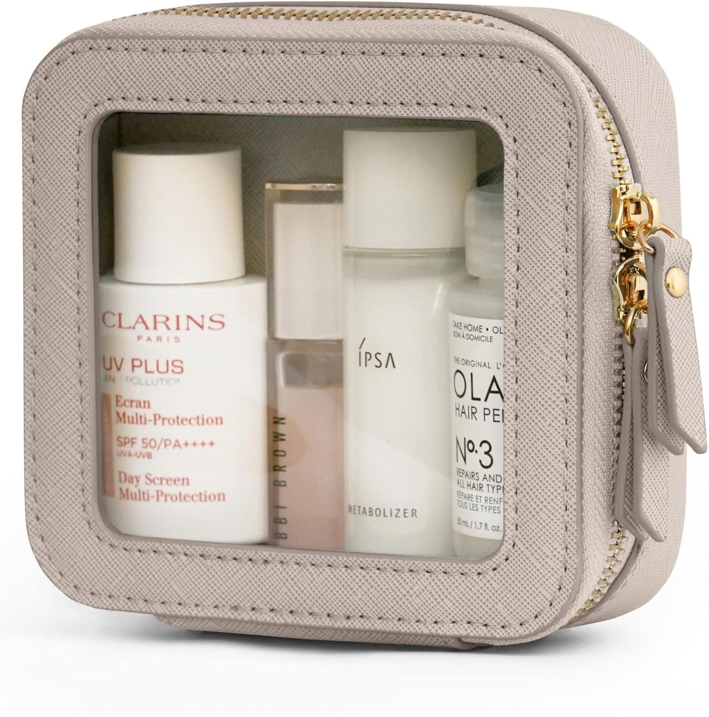 Popvibe Clear Makeup Bag Travel Cosmetic Case Transparent Toiletry Bag with Zipper, Portable Make Up Organizer Traveling Compact Car Bag for Essentials