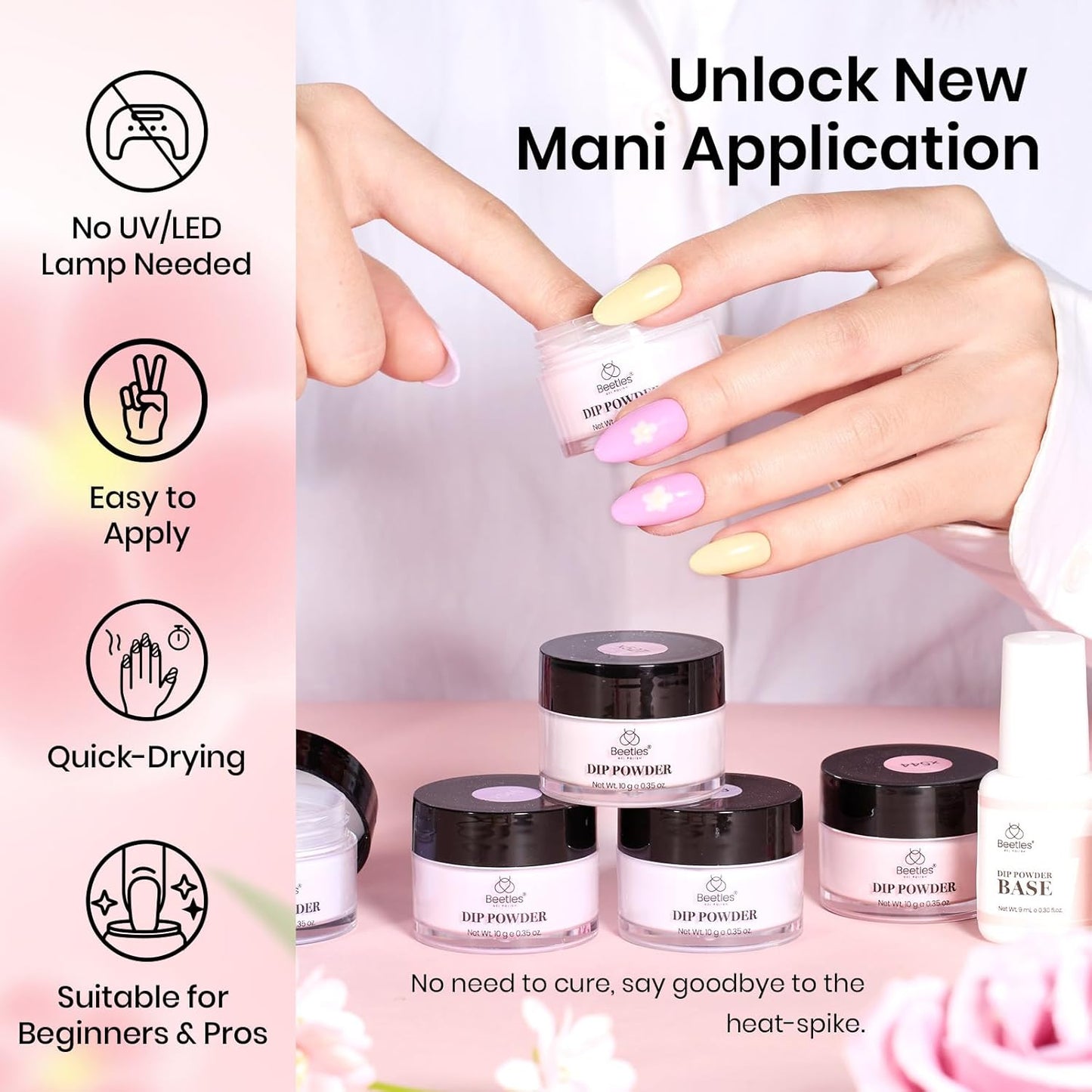 Beetles Dip Powder Nail Kit, 36 Colors Glitter Nude Pink Red Green Pastel Dipping Powder Starter Kit Quick Drying Nail Set for French Nails Art Manicure DIY Salon Gift for Women