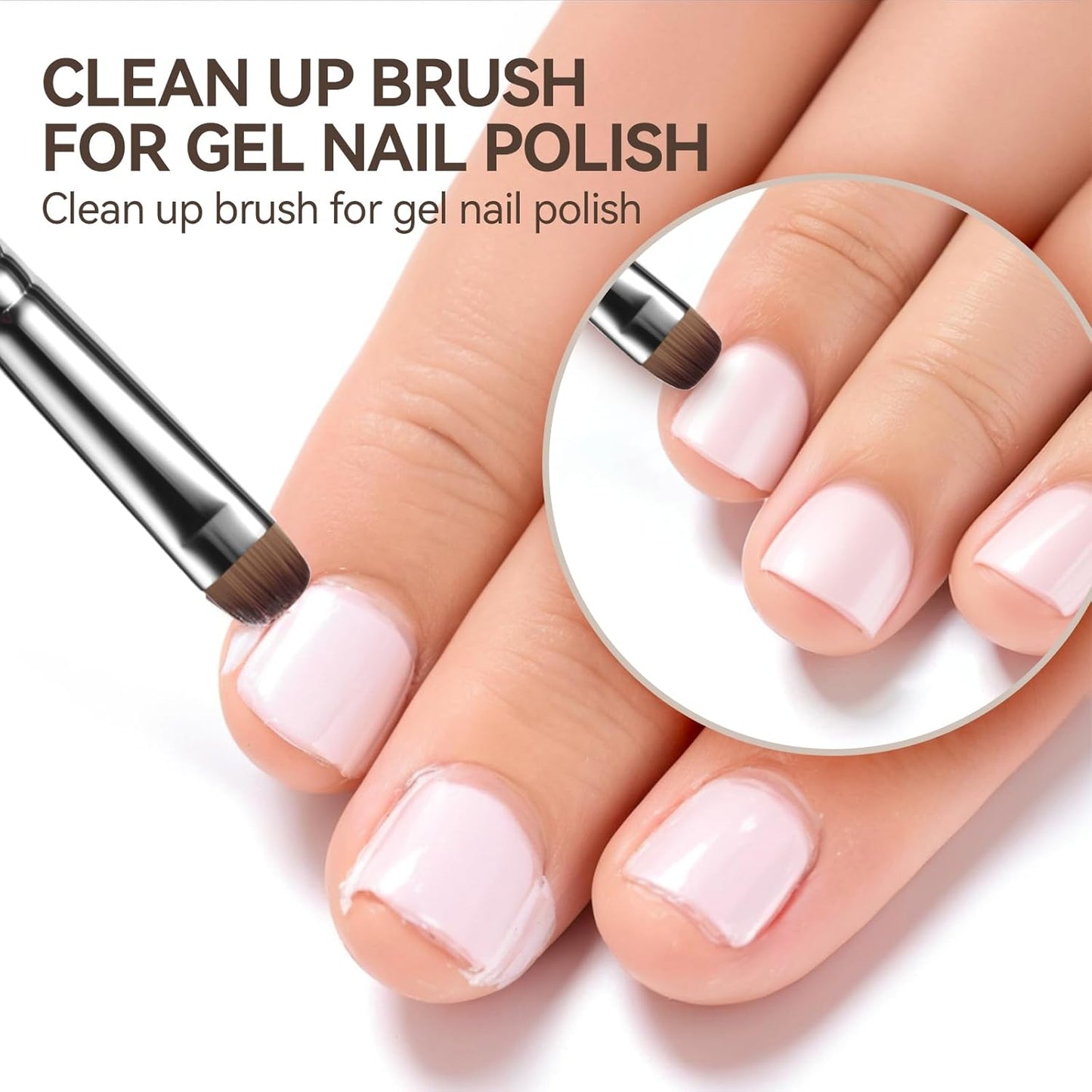 Acrylic Nail Brush for French Tips & Gel Polish Clean Up | Professional Dual-Use Brush with Wooden Handle for Acrylic/Polygel/Builder Gel | Nail Art Design Tool for Cleaning & Detailing (F16)