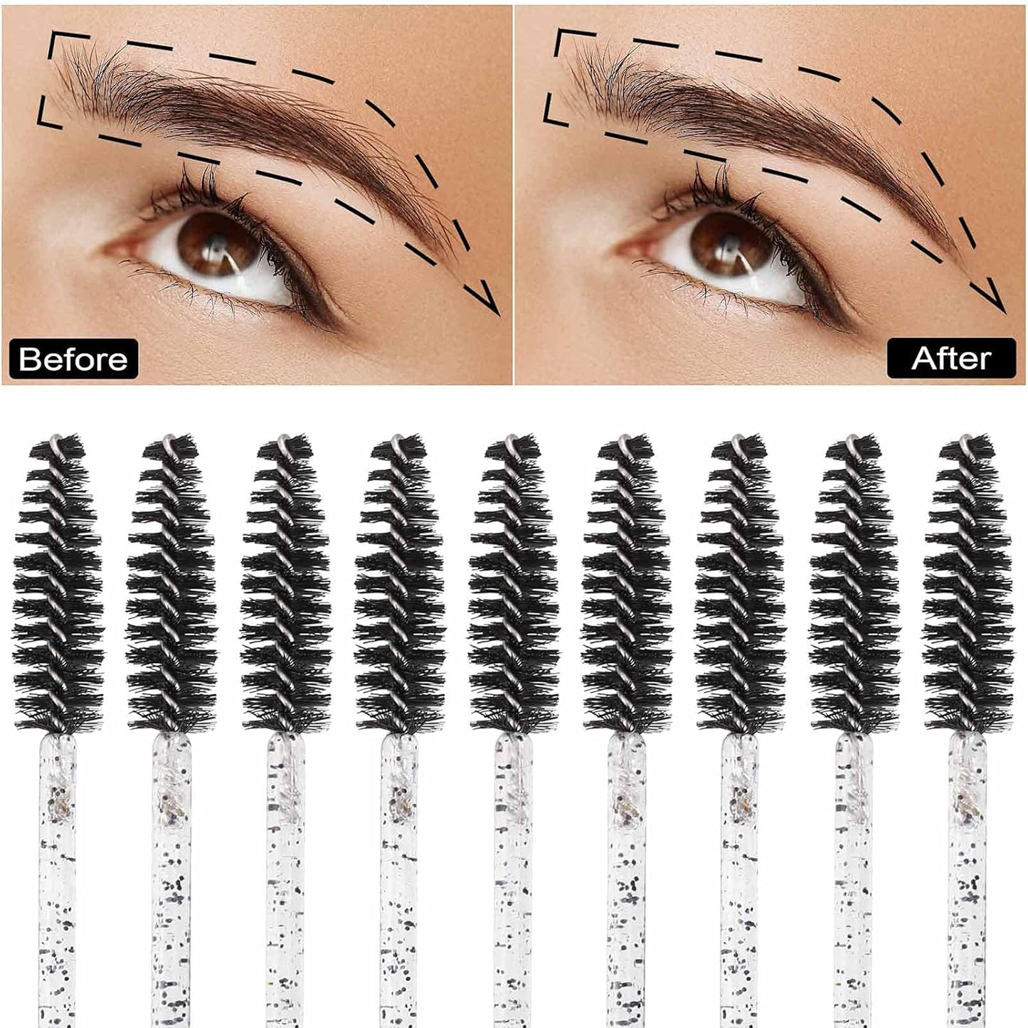 Tbestmax 500 Disposable Mascara Wands Eyelash Brush Spoolies for Eyebrow Eye Lash Extension Black