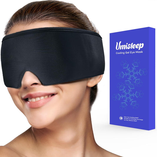 Cooling Eye Mask, Soft Cold Sleep Mask for Dry Eyes, Reusable Gel Eye Cover Ice Pack, Eye Compress with Cold Therapy, Soothing Headache, Dark Circles, Puffy Eyes, Migraines, Black