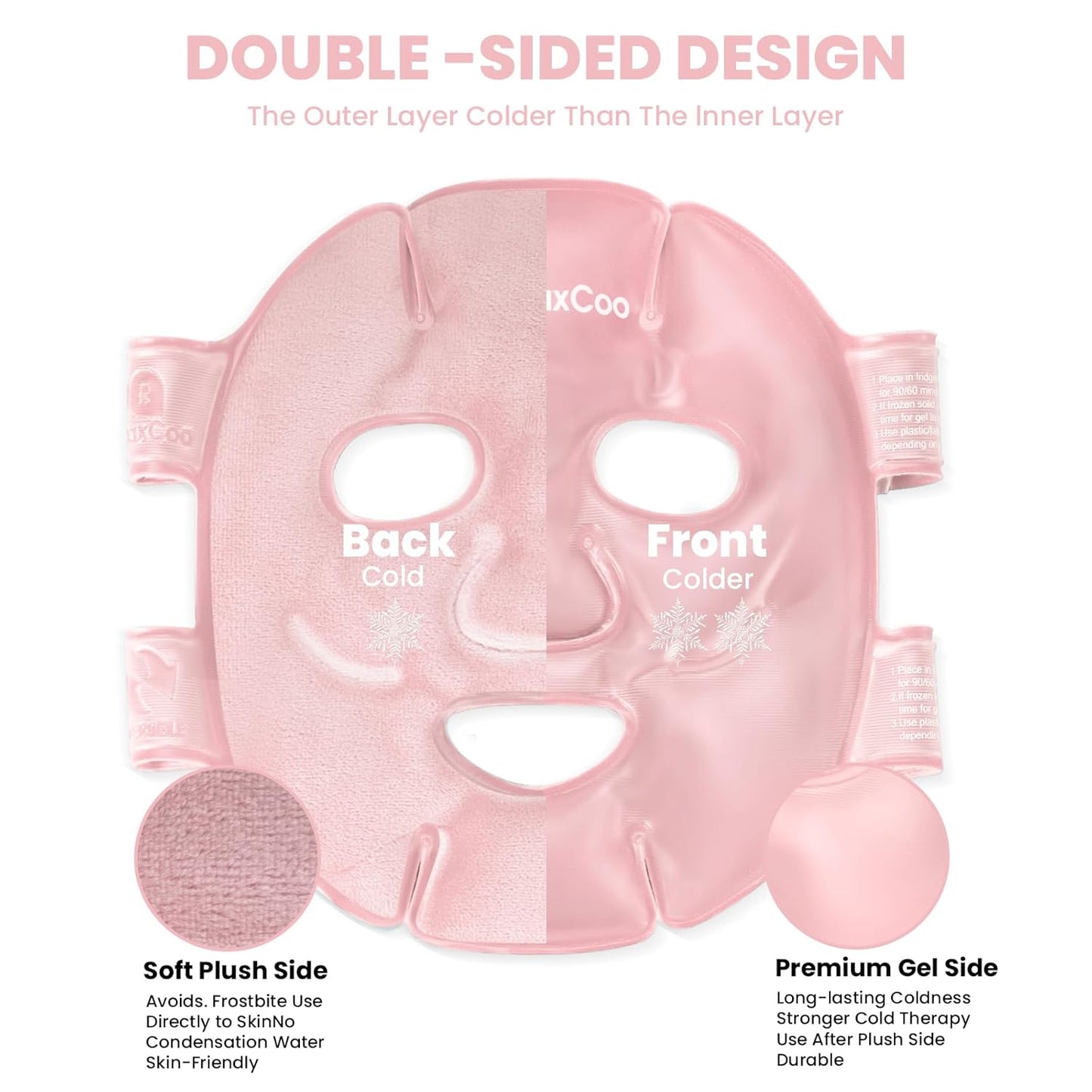 Cold Face Eye Mask Ice Pack Reduce Face Puff,Dark Circles,Gel Hot Cold Compress,Face SPA for Woman Sleeping, Pressure, Headaches, Skin Care, 2 Pack, Pink