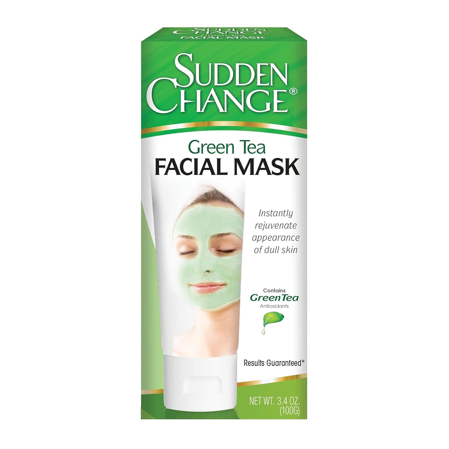 Sudden Change Green Tea Facial Mask – Diminish Wrinkles, Puffiness & More - Improve Texture, Purify Pores & Remove Excess Oil – Made with Antioxidants - Cooling Sensation for Relaxation (3.4 oz)